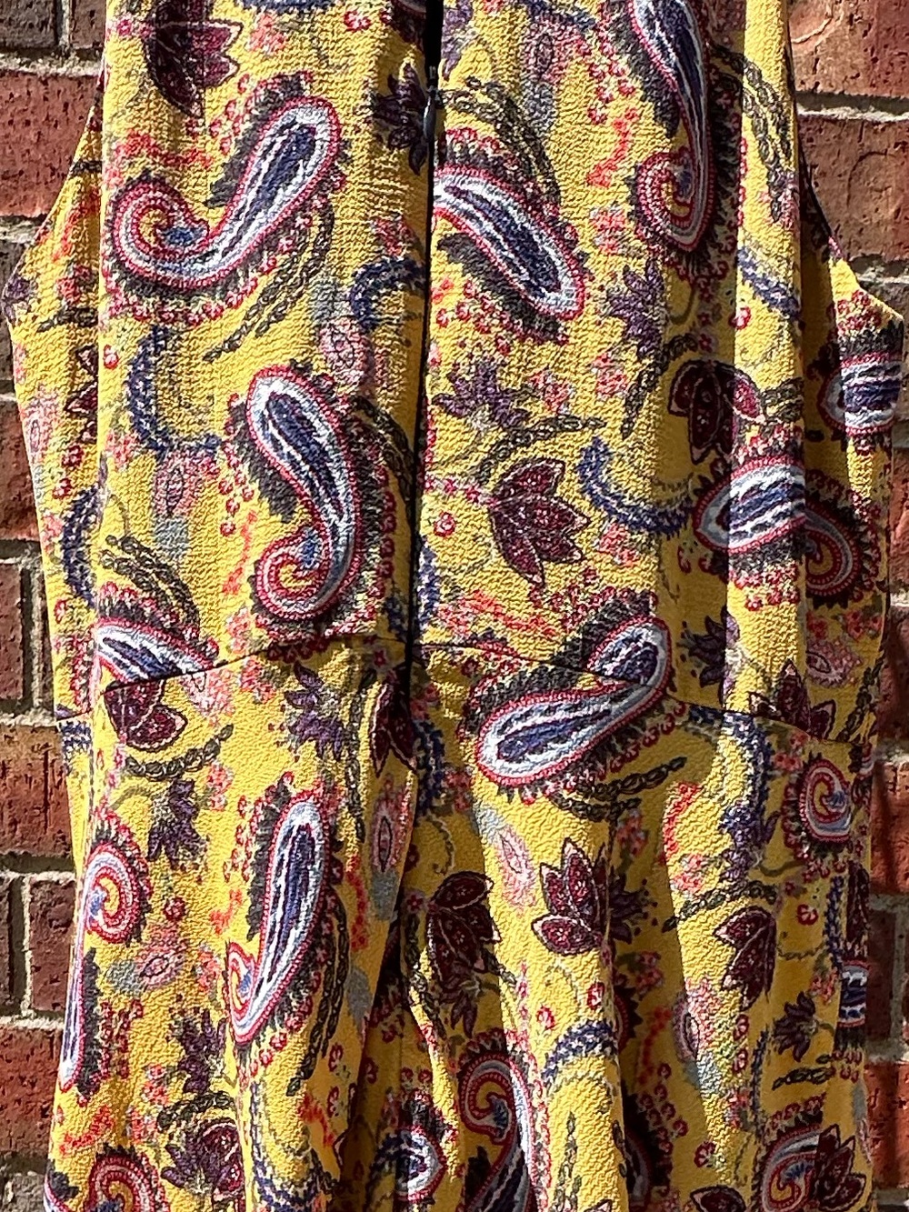 Eva Franco Halter Handkerchief Dress Mustard Paisley Floral MIDI Anthropologie - Picture 11 of 14